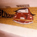 De voltooide schildering van Ingrids ontwerp in de tunnel