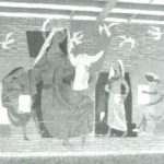 Jans schildering in de aula van de brugklas