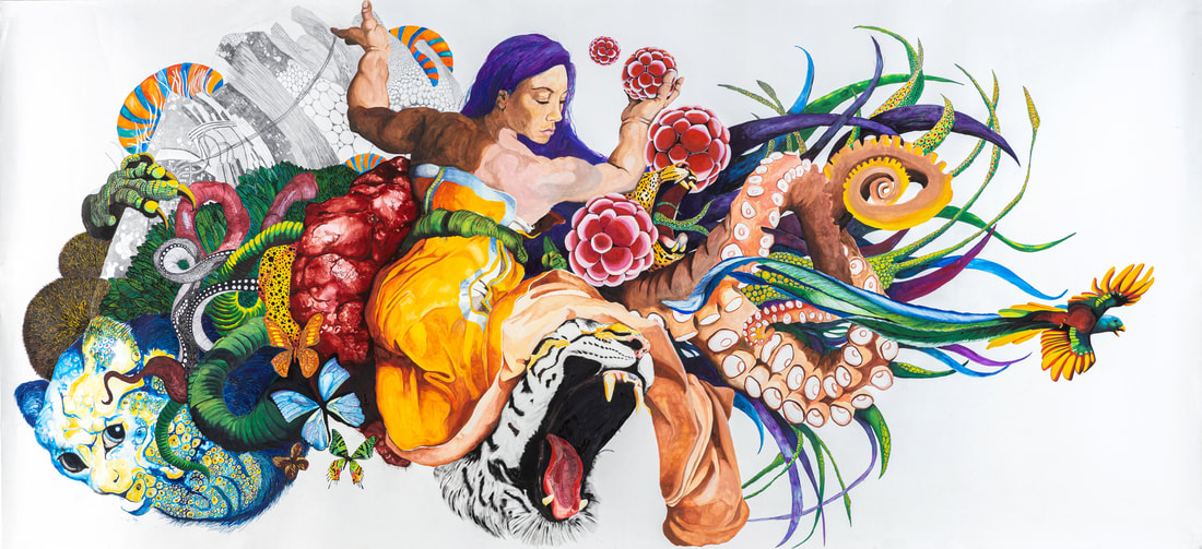 Extraordinary machine, 2014 - 2015, Gouache, watercolour, pencil and ink on paper, 180 x 400 cm