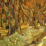 De grote platanen, ook wel wegwerkers bij Saint-Rémy genoemd (1889) toont wegwerkzaamheden onder herfstbomen. door Vincent van Gogh