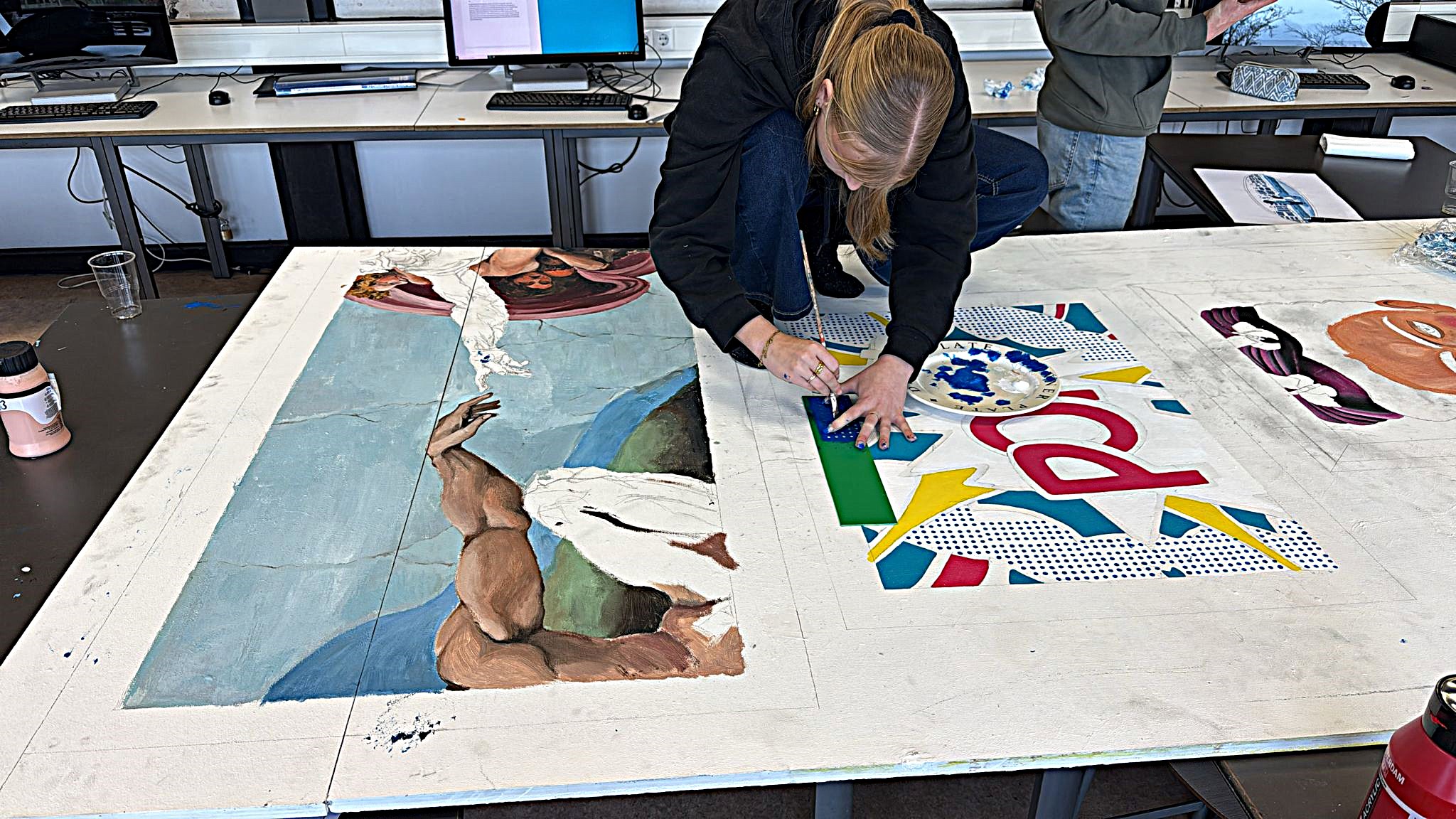 Schilderen, desnoods bovenop het schilderij